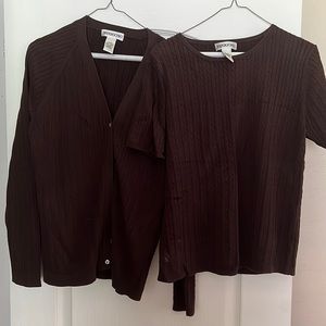 Dark Brown sweater set, large, 100% cotton